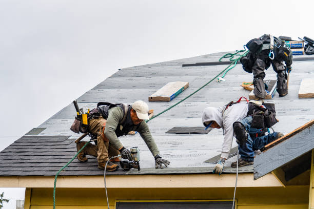 Professional Gutter Installation technician working in Moorland, IA